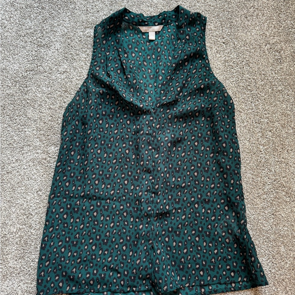 Banana Republic Teal Leopard Print Blouse